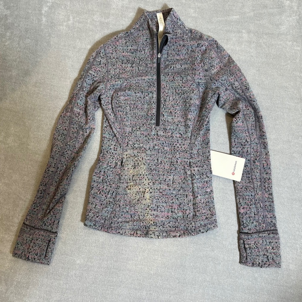 Lululemon Run Briskly 1/2 Zip Pullover NWBE Night View Blue Multi Size 2 READ**
